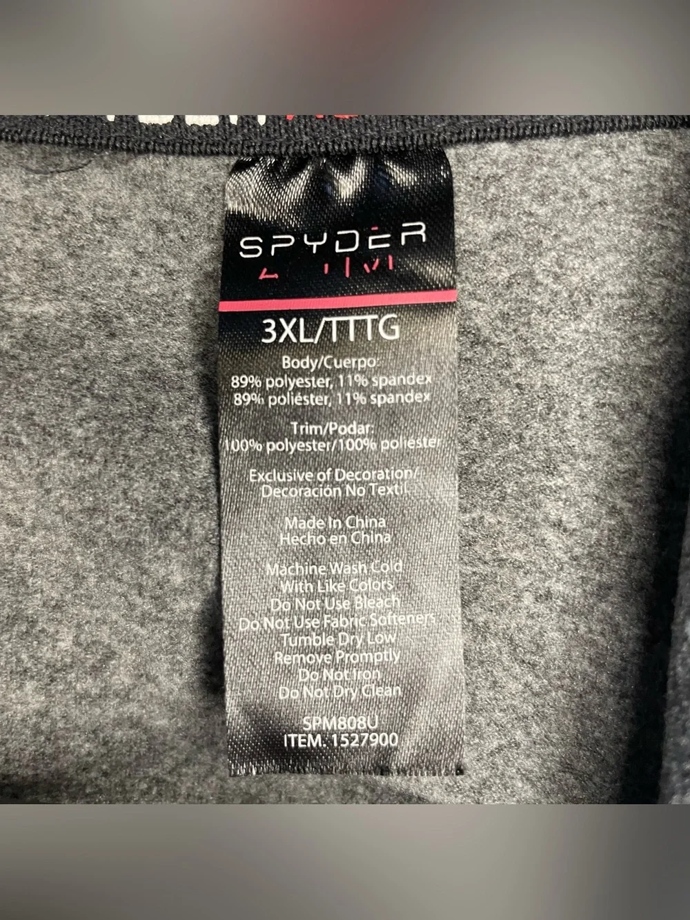 Spyder Gray Fleece 3XL Pullover with Black Trim